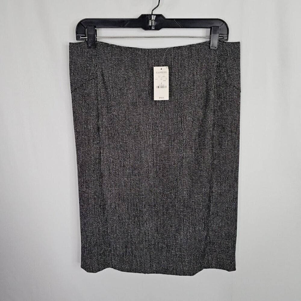 NWT EXPRESS DESIGN STUDIO Wool Skirt size 8 DARK GRAY Preppy Chic Pleated Retro - Picture 2 of 9